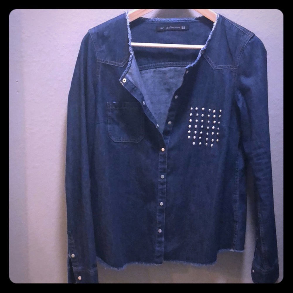 Zara denim studded shirt